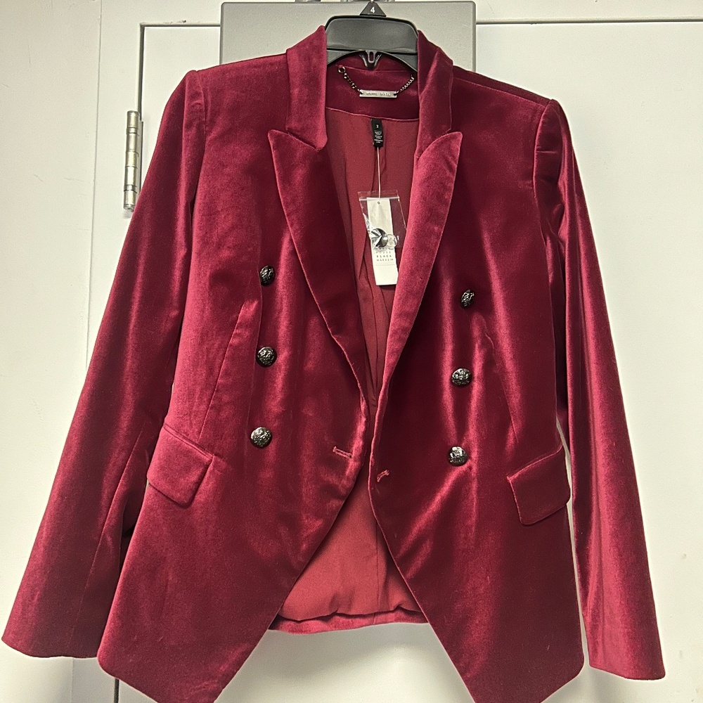 WHBM Studio Velvet Blazer, Pinot, size 2